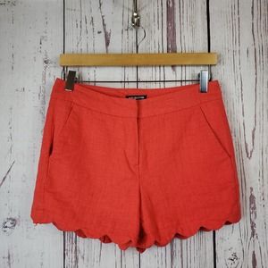 Alice Collection Scallop Short Shorts Womens Size 4 Linen Flat Front Orange